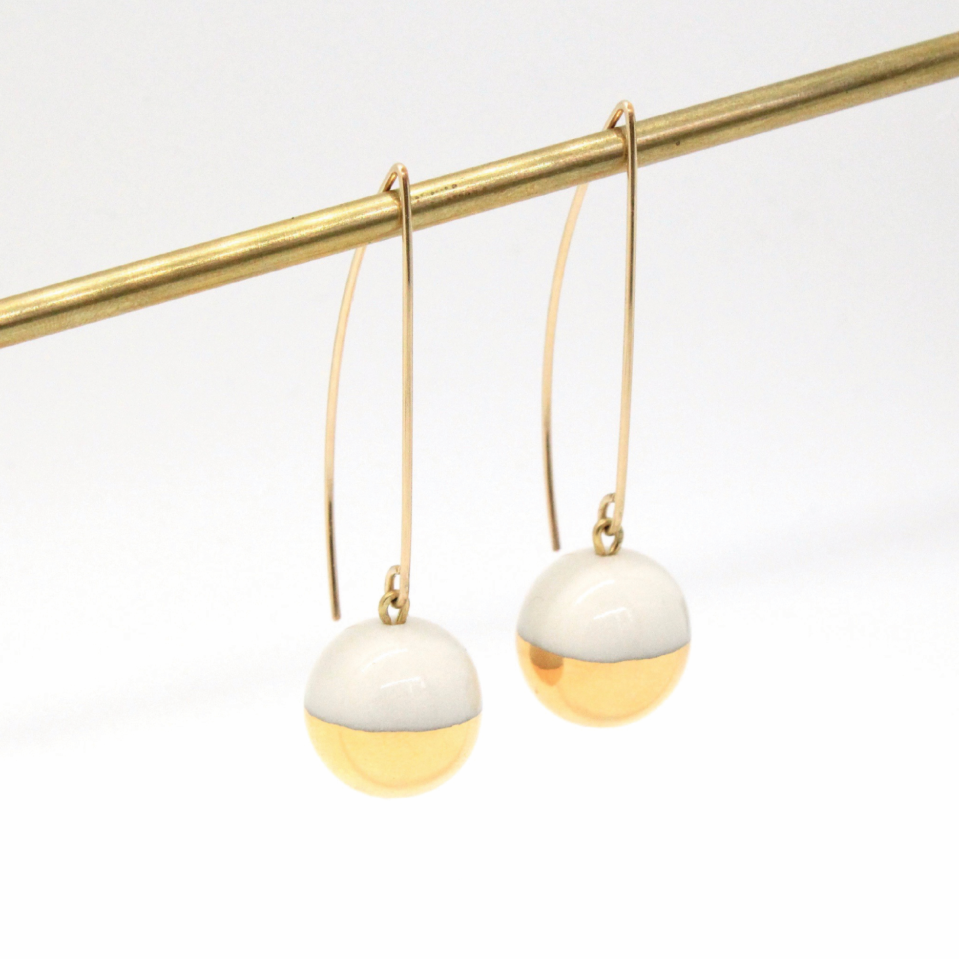 Mier Luo - Wholesale Dangle Earrings - Gold Dipped Pearl Earrings3