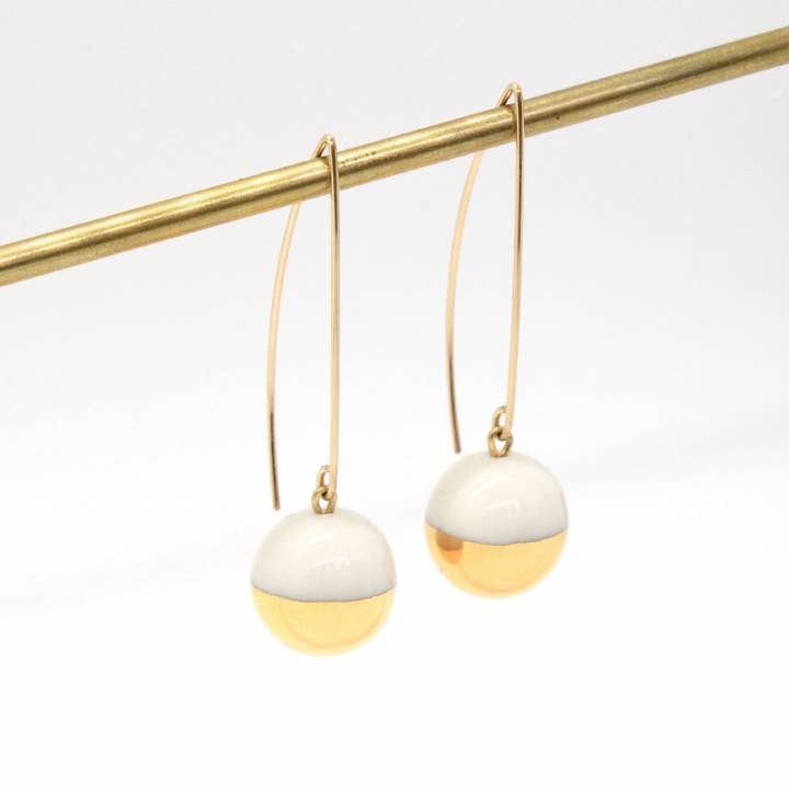 Mier Luo - Wholesale Dangle Earrings - Gold Dipped Pearl Earrings3