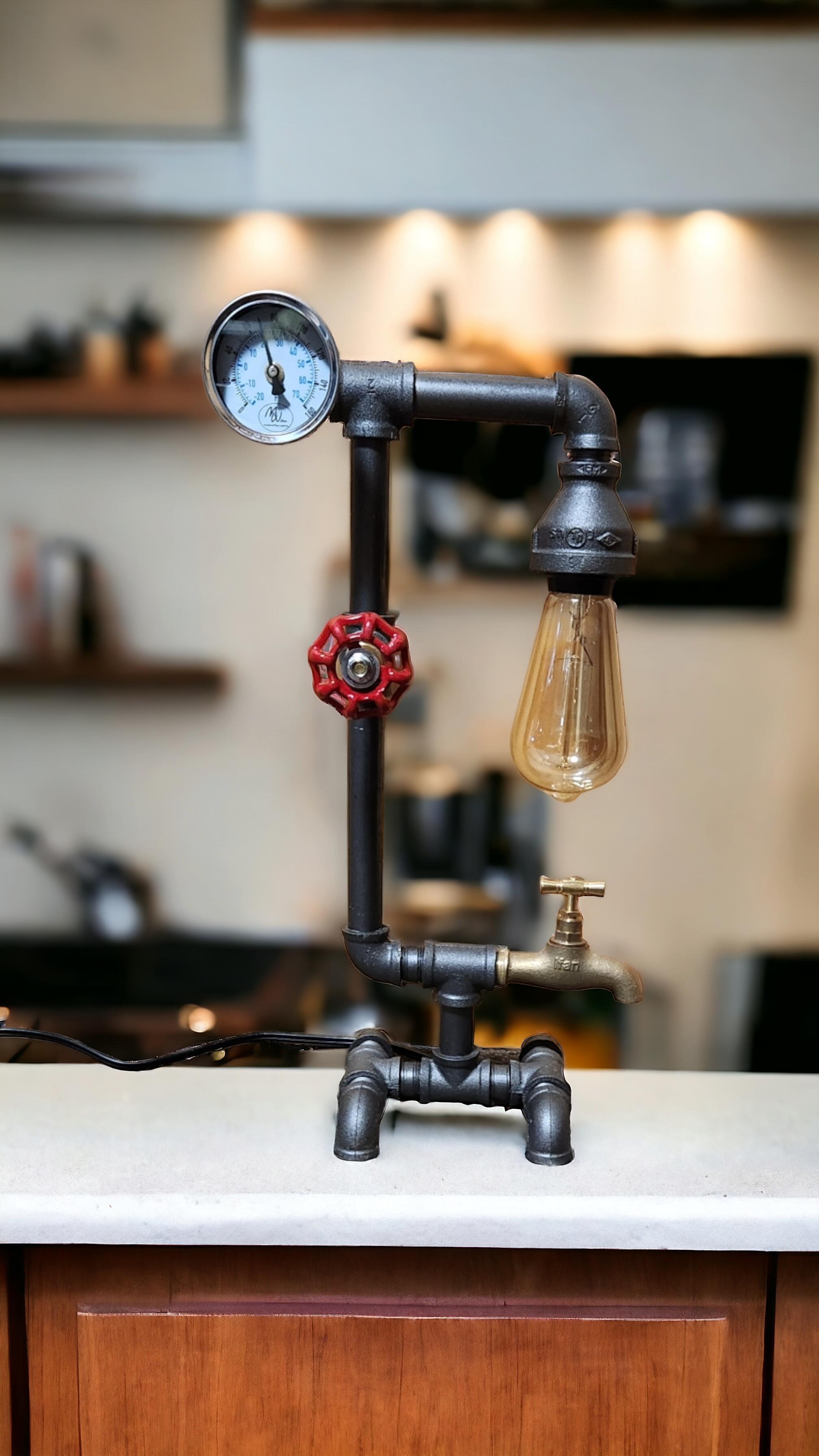 Mr. Willies Lighting - Wholesale Accent/Desk Lamp - Industrial Retro desk Lamp on metal w/ temperature gauge1