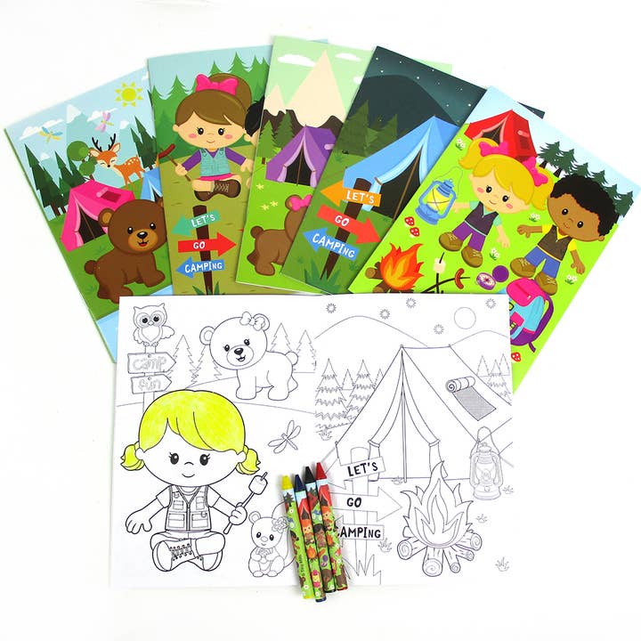 Livros de colorir de acampamento com lembrancinhas de cera por atacado de Tiny Mills