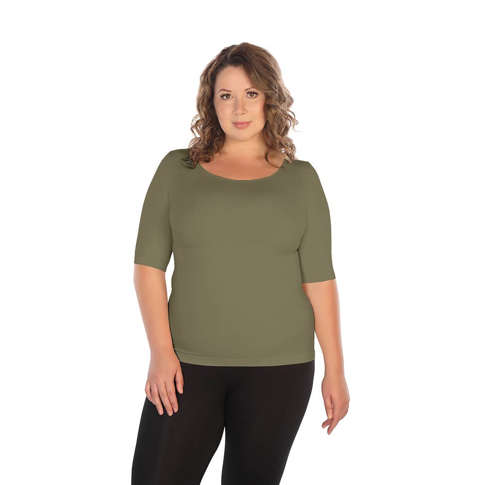 Skinnytees - Wholesale Knit Top - Women's - Plus Half Sleeve Crew Neck Tee4