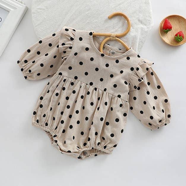 Baby Girl Polka Dot Pattern Little Flying Sleeve Loose Bodysuit for wholesale by MyKids-USA®
