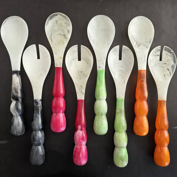 2 Colors, Resin Salad Serving Set - Bubble Design Handles for wholesale by Gibb & Daan