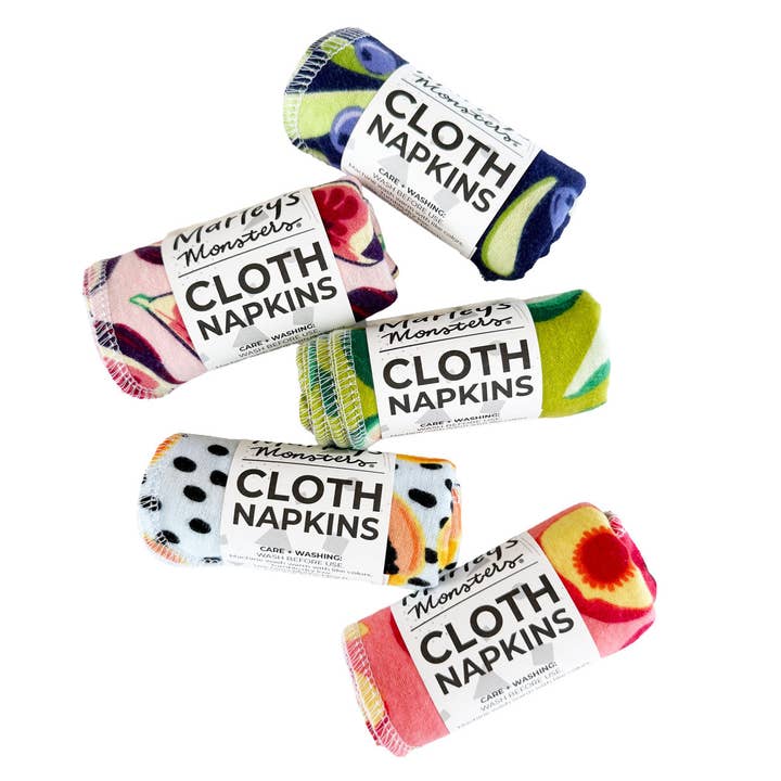 Small Cloth Napkins: Spring Fruits 6-Pack for wholesale by Marley's Monsters