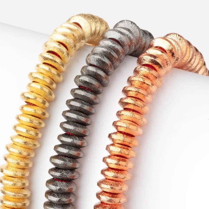 Beads of Cambay - Wholesale Beads - 10mm Brushed Large Hole Disc Beads3