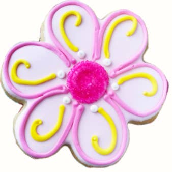 Daisy Pink avec centre en sucre rose vif pour la vente par The Frosted Baker
