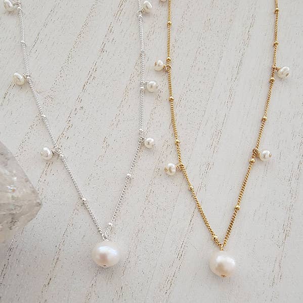 Collar de perlas danzantes, de plata de ley o bañado en oro para venta al por mayor de Solstice LTD