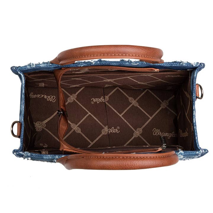 South End Clothing and Apparel L.L.C - Wholesale Tote bag – Women's - Wrangler Denim Frayed Fringe Crossbody Canvas Tote1