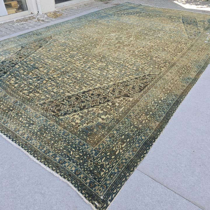 Oversize Turkish Oushak Rug 10x17: Vintage Anatolian Wool Carpet for wholesale by MesopotamiaRugs