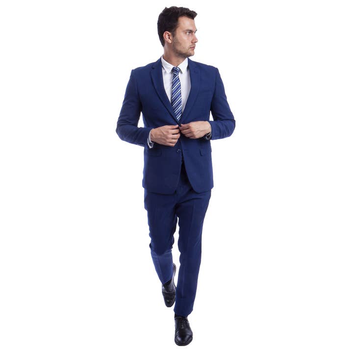 Blue Polyester Hybrid Fit Mens Suit 2pc by Vitto for wholesale on Faire6