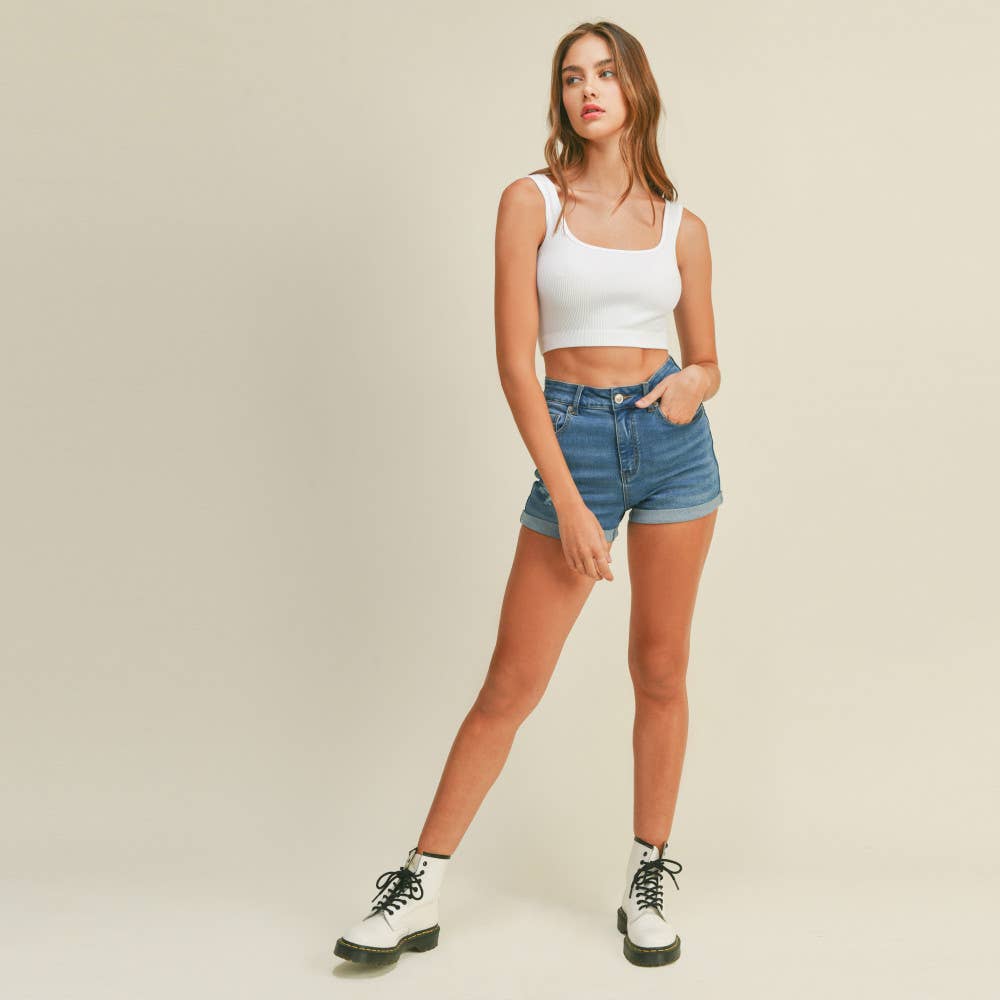 Paperdoll - Vente Débardeur – femme - DÉBARDEUR COURT CÔTELÉ SANS MANCHES À COL CARRÉ5