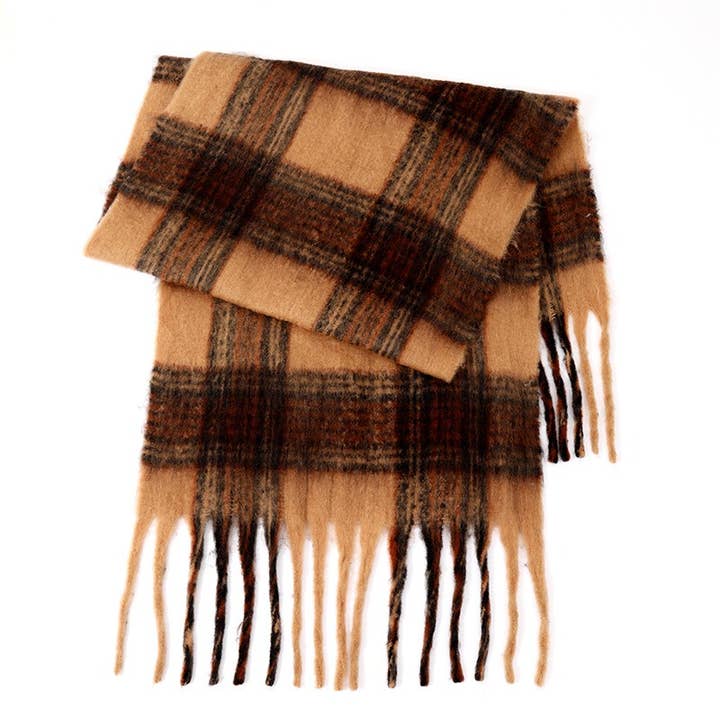 Sweetkama - Wholesale Scarf – Women's - Ladies Vintage Color Block Plaid Everyday Scarf SKAS4202
