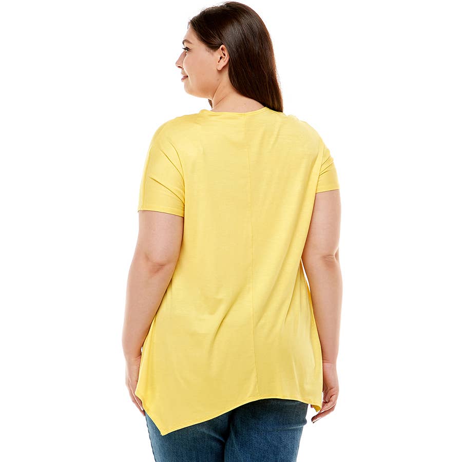 Azules Clothing - Wholesale Tunic - Women's - ATP-2307RSX Plus Size Asymmetric Short Sleeve Tunic20