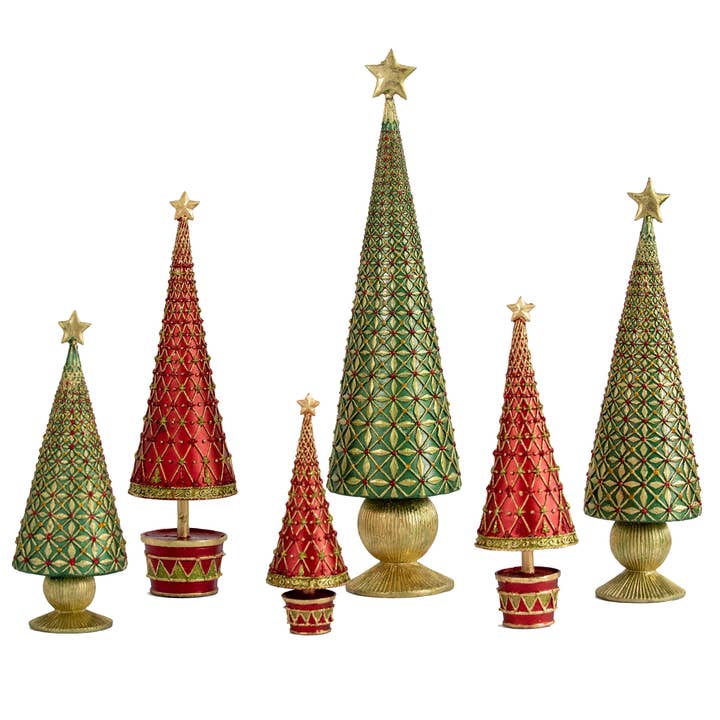 Dekorasyon Gifts Decor – wholesale Juldekoration – Fleur De Lis Träd med trumma Bas (Röd/Citron)