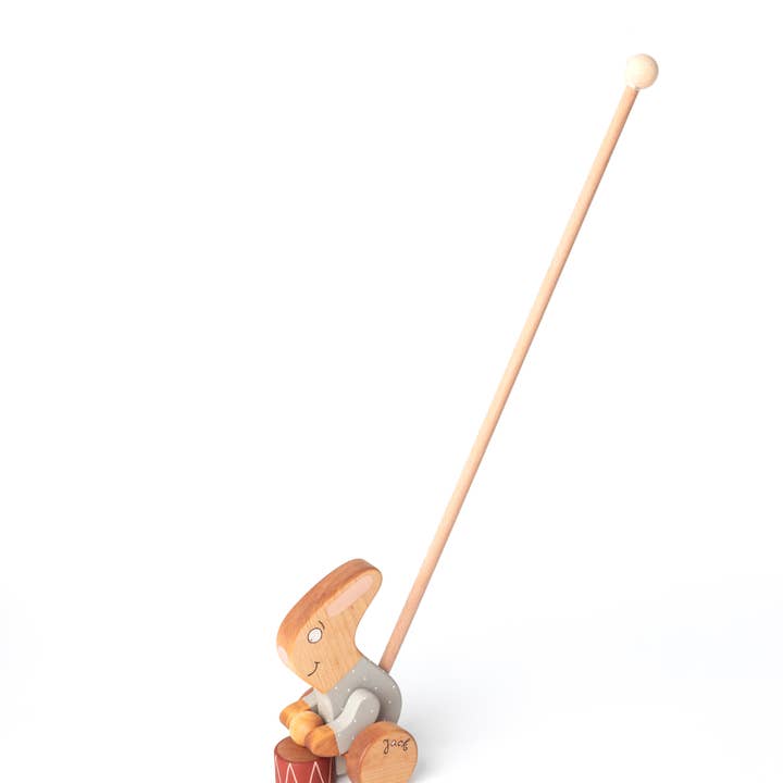 Friendly Toys - Wholesale Wood Toy - Kids - Handmade Wooden Toy, Rabbit with a Drum Push Toy3