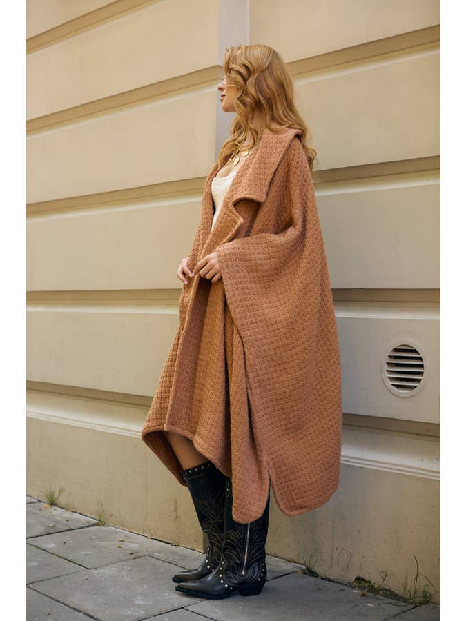 SAACHI - Wholesale Kimono - Women's - Comfy Oversized Waffle Knit Collared Jacket21