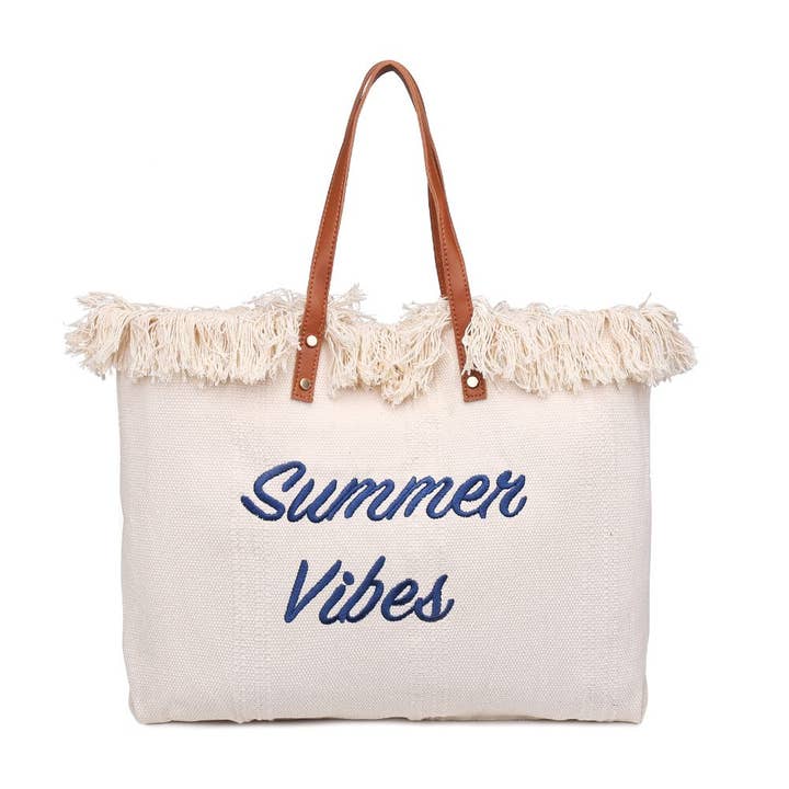 Urban Expressions - Wholesale Beach Bag - Summer Vibes Fringe Beach Tote2