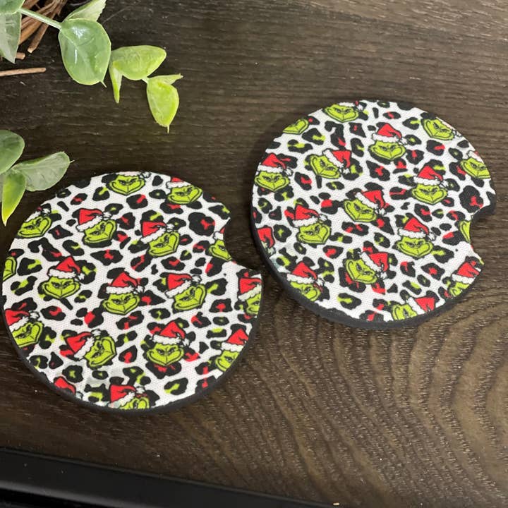 CMD Wholesale - Wholesale Car coaster – women's - Cheetah Grinch Car Coaster Set