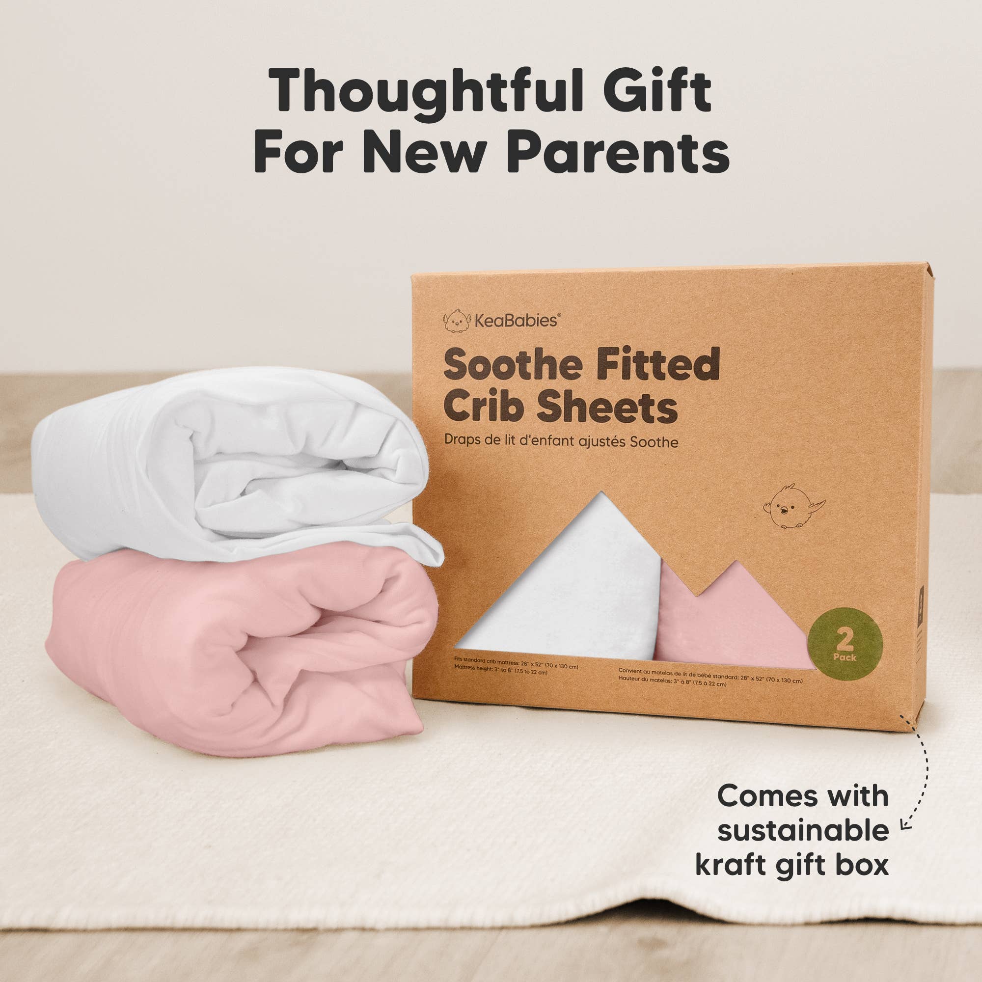 Rosa Lenzuolo con angoli elasticizzati in cotone biologico, confezione da 2 in vendita all'ingrosso su Faire8