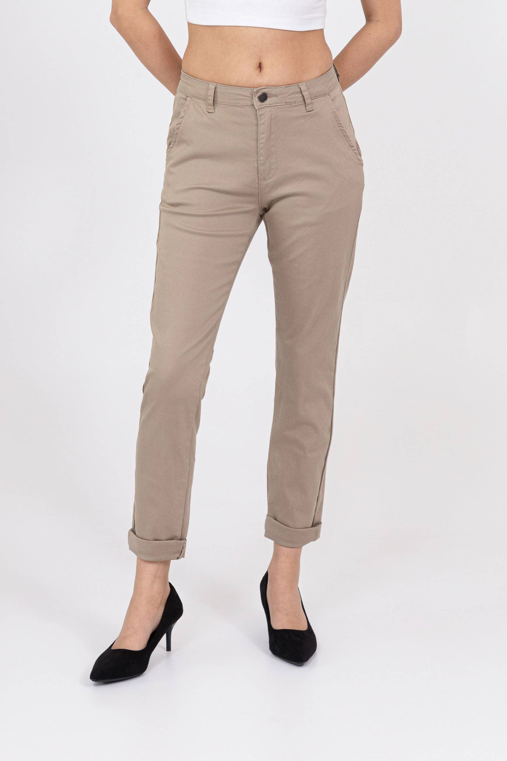 Nina Carter - Vente Pantalon – femme - Pantalon chino stretch taille haute confort Nina Carter J25040