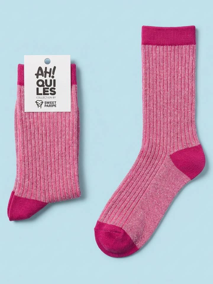 Chaussettes Lurex Chara Ahquiles couleur fuchsia argenté pour la vente par SWEET PARIPE