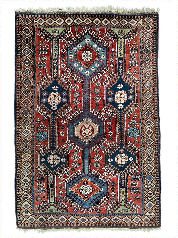 Tapis en laine noué à la main vintage persan Yalameh - 160 x 100 cm pour la vente par Imaco Rugs