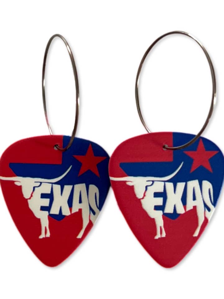 Texas Red Blue Bull vändbara enkelgitarrörhängen för wholesale av Groupie Love