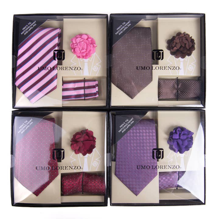 Selini New York - Wholesale Necktie - Men's - 12pc Pattern Necktie, Hanky & Lapel Pin Box Set4