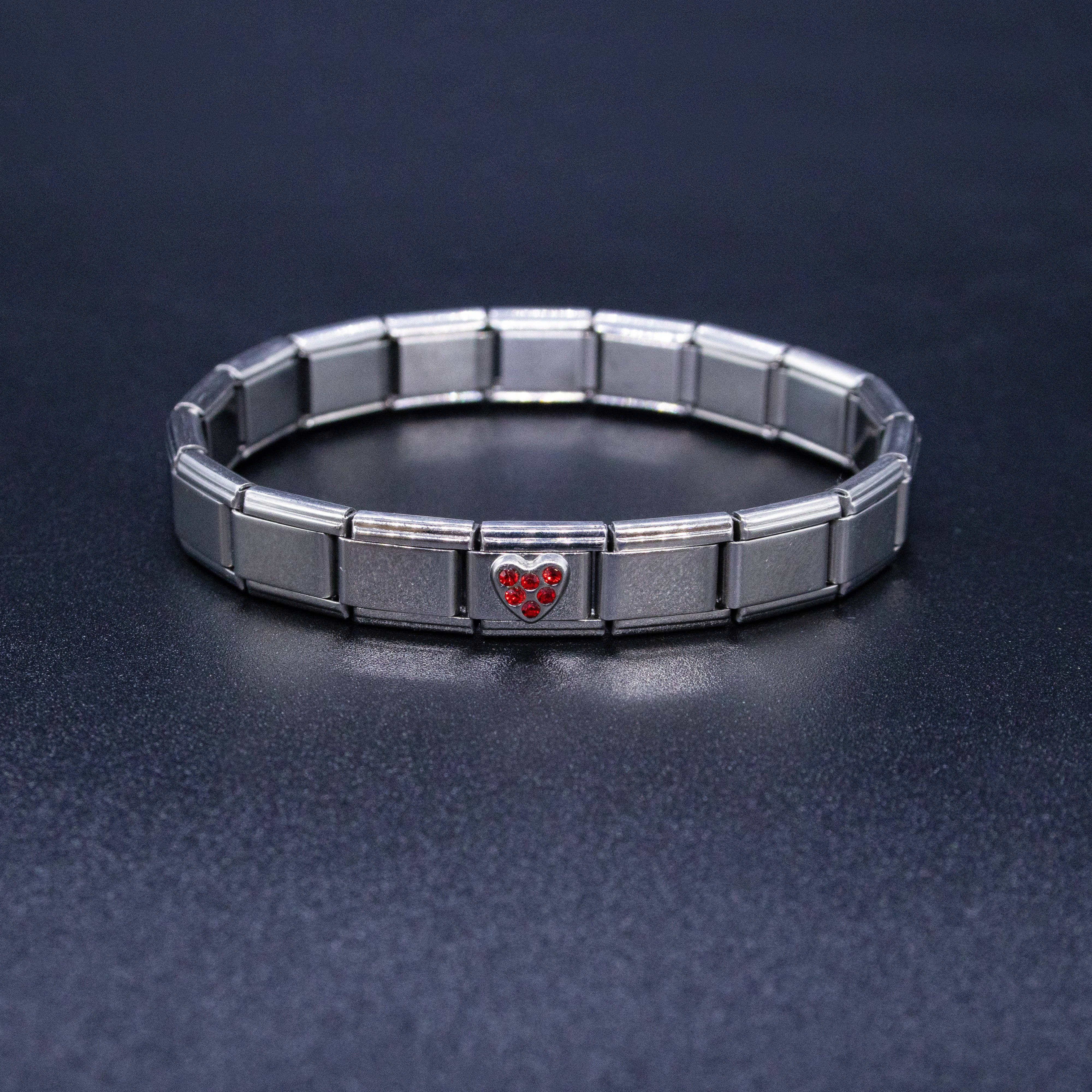 Natalia - Wholesale Individual Charm/Pendant - Italian Charm Bracelet Charms - Rhinestone Heart Links2