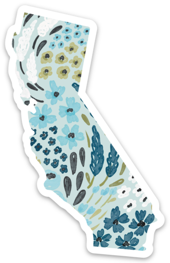 Elyse Breanne Design - Wholesale Sticker - California Floral State Sticker 3.25x2.5in4
