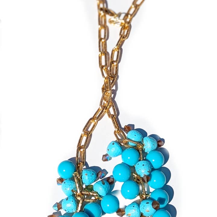 Gay Isber Designs - Wholesale Pendant/Charm Necklace - All Vintage Turqouise Browns Long Tie Necklace Gay Isber one of a kind USA