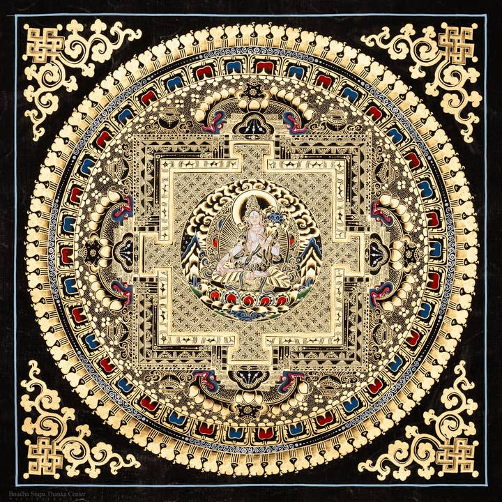 Mantra Mandala Thangka - En Håndlavet Buddhistisk Skat for engroshandel hos Boudha Stupa Thanka Centre