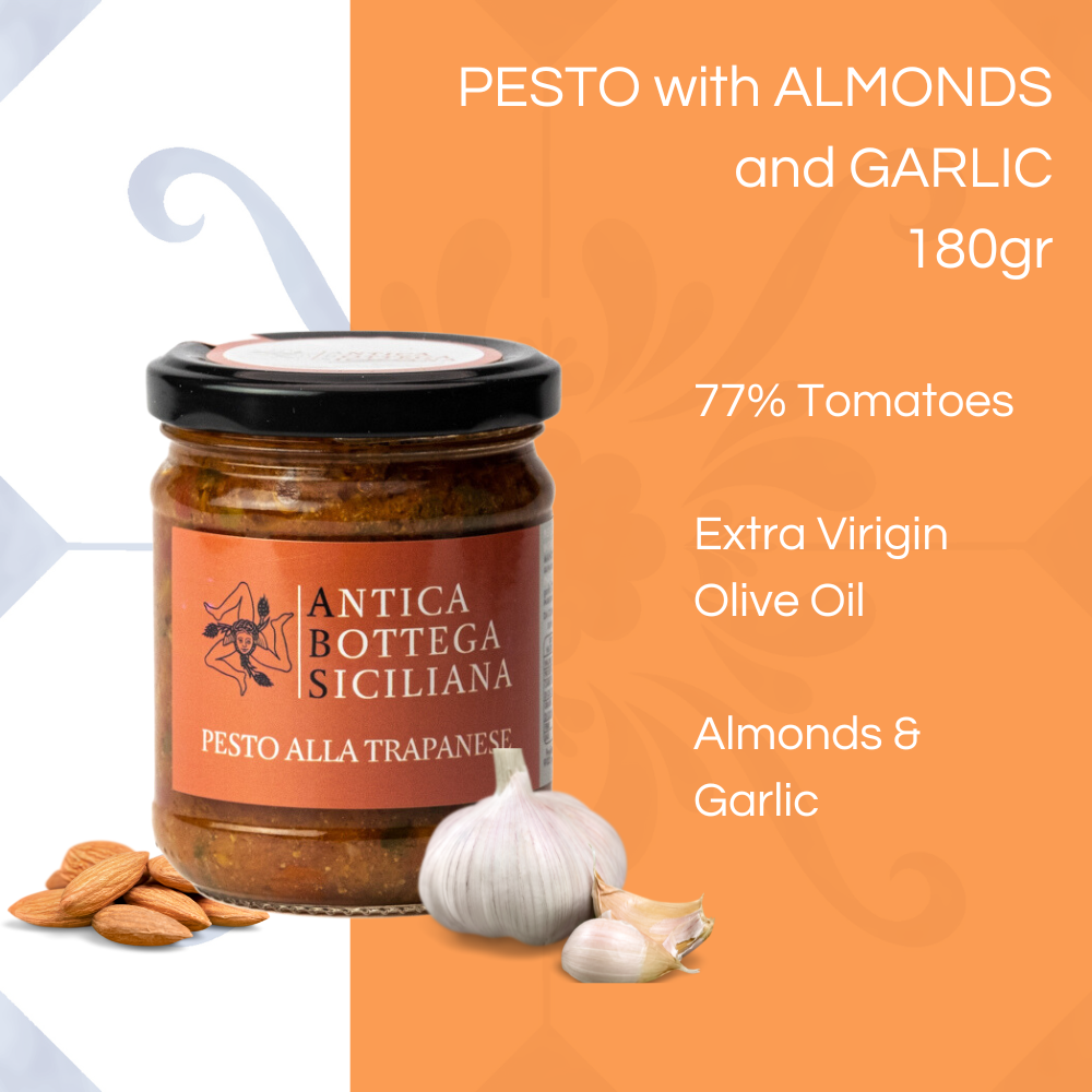 Antica Bottega Siciliana – wholesale Pesto – Trapanese Pesto with Tomato, Almond and Garlic -180g2