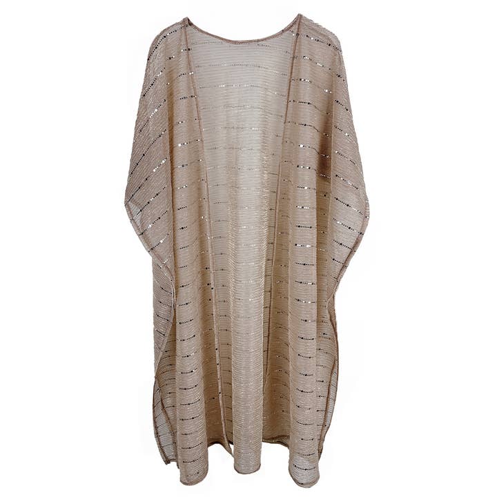 Fashion City – Engroshandel Kimono - Dame – Gennemsigtig Glitter Strip Summer Lurex Kimono