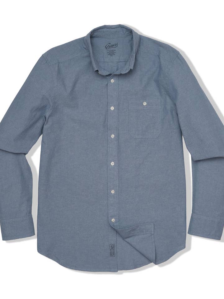 Camicia Leggera in Chambray a Tinta Unita - Blu Denim per la vendita all'ingrosso da parte di Grayers