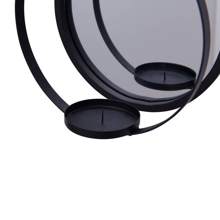 Danya B - Wholesale Sconce - Round Wrought Iron Pillar Candle Sconce with Mirror4