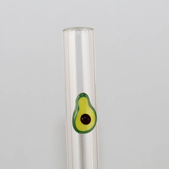 Avocado Glass Straw with Cleaning Brush for wholesale by DrinkingStraws.Glass LLC