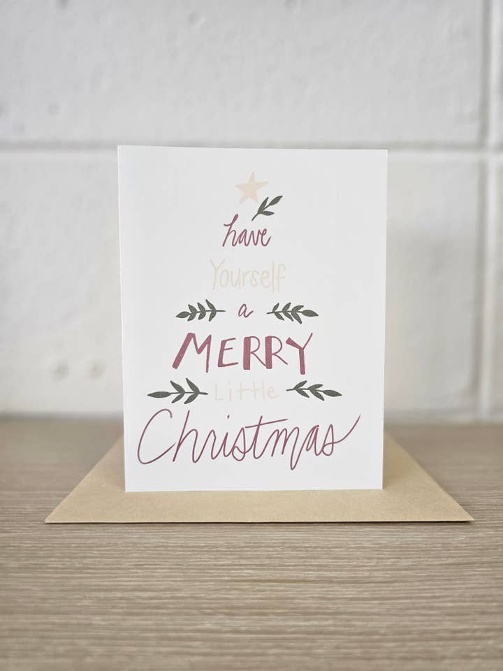 Have Yourself a Merry Little Christmas Tree Greeting Card for wholesale by Covered With Art