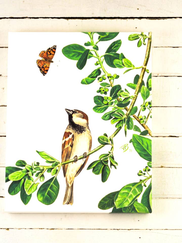 Lona Pardal da Casa Estampado — Uma de Um Tipo Aguarela por atacado de Streetlightbirds