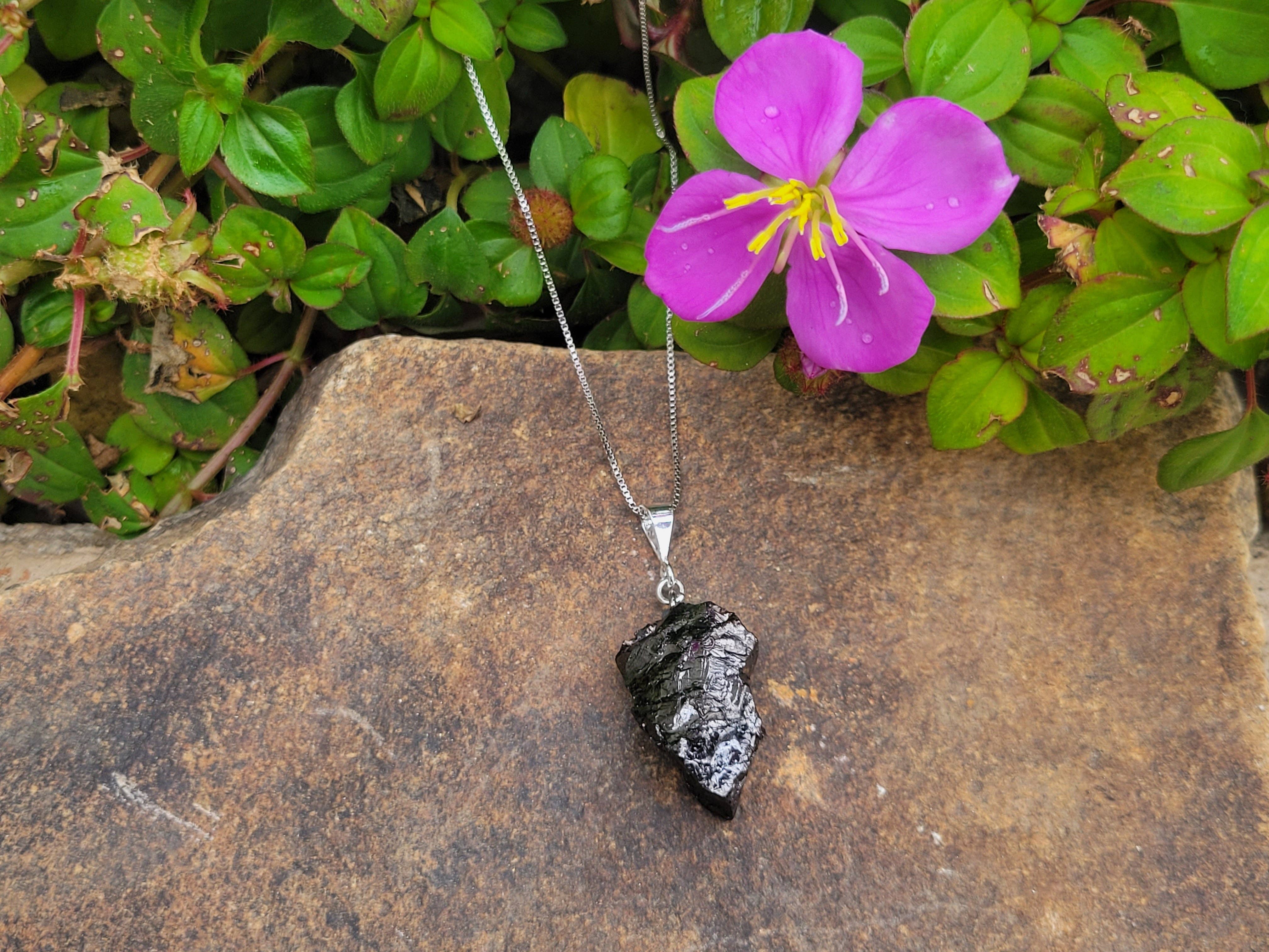 Karelia Creations - Wholesale Pendant/Charm Necklace - Elite Noble Raw Shungite Pendant | Sterling Silver Necklace4