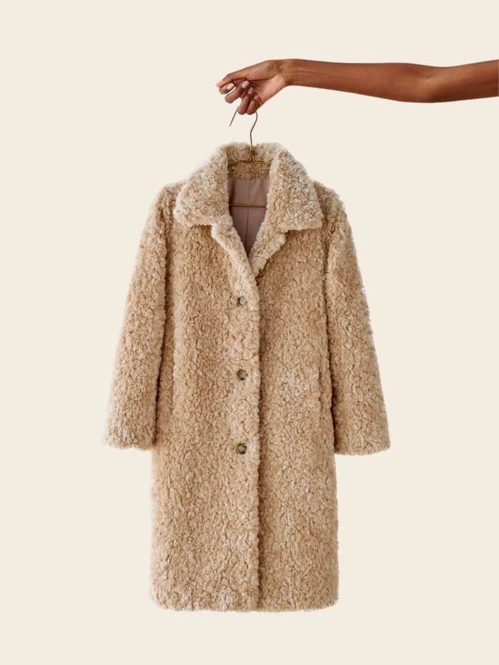 Plaids Cocooning – wholesale Fur/faux fur coat – Women's – Beige Teddy Bear Faux Fur Coat