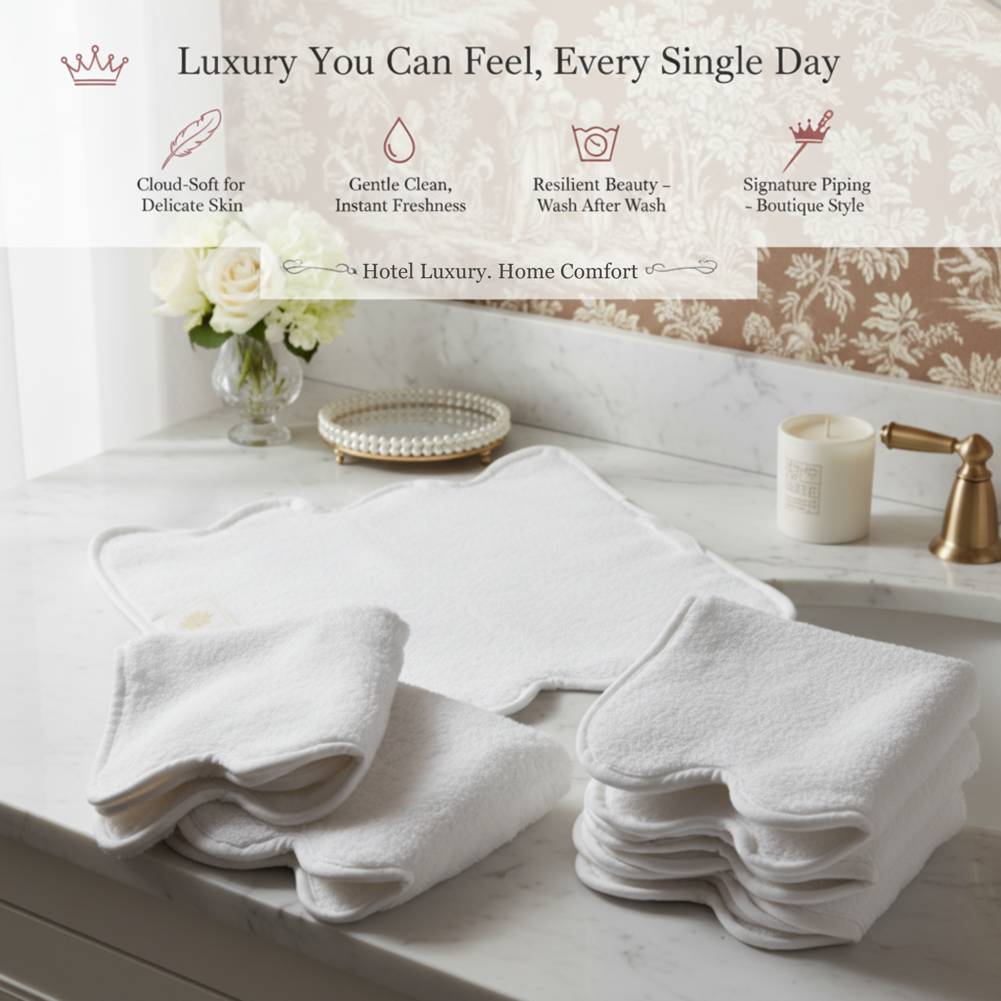 Lotus Linen - Wholesale Hand Towel - Luxury Cotton Hand Towels with Scallop Piping85
