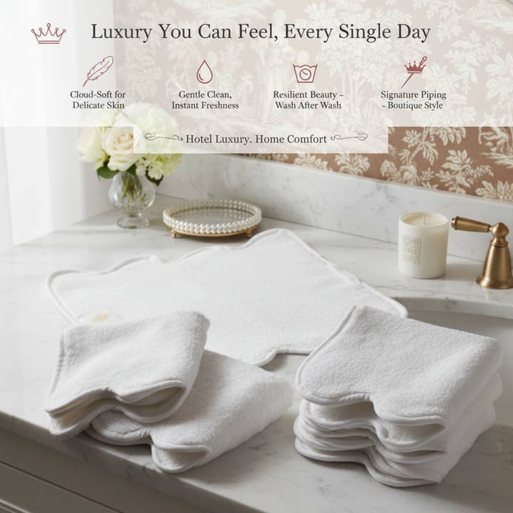 Lotus Linen - Wholesale Wash cloth - Luxury Cotton Washcloths with Scallop Piping117