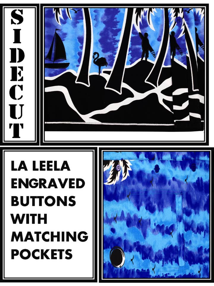 LA LEELA Men Beach Hawaiian Shirt XS Tidal Wave, Drawing for wholesale on Faire