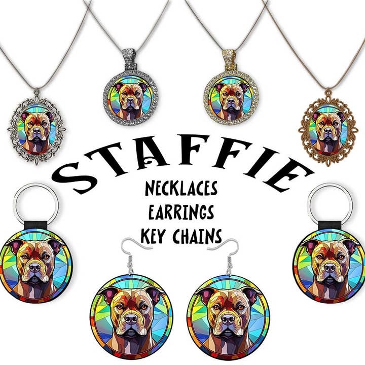 Mirage Pet Products - Wholesale Pet Collar Charm - Cat/Dog - Staffordshire Bull Terrier, Staffie Jewelry - Stained Glass Style Necklaces, Earrings and more!
