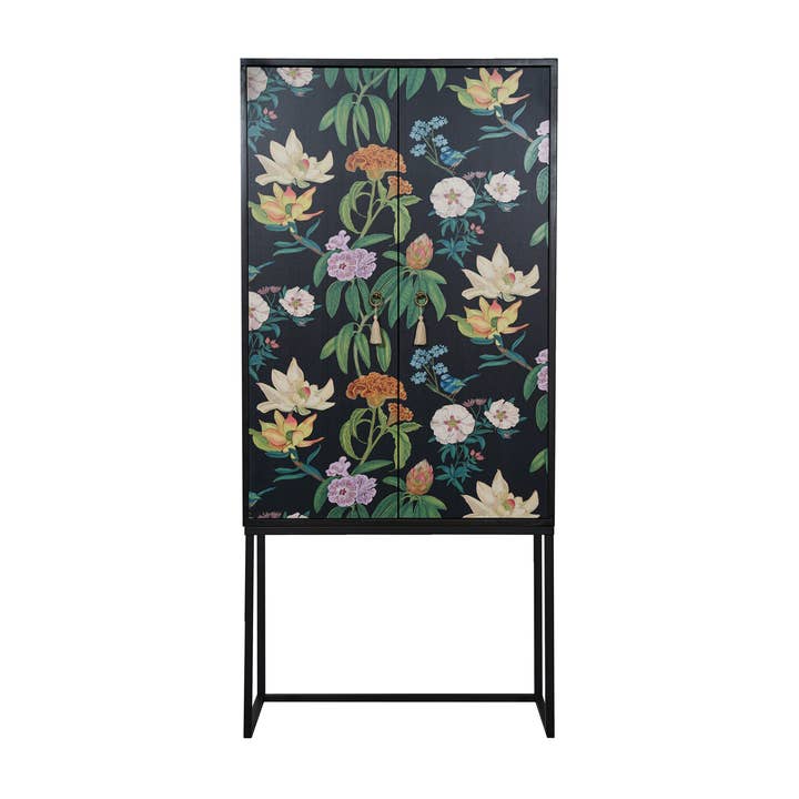 Credenza 2 ante in MDF con stampa floreale nera per la vendita all'ingrosso da parte di Really Nice Things