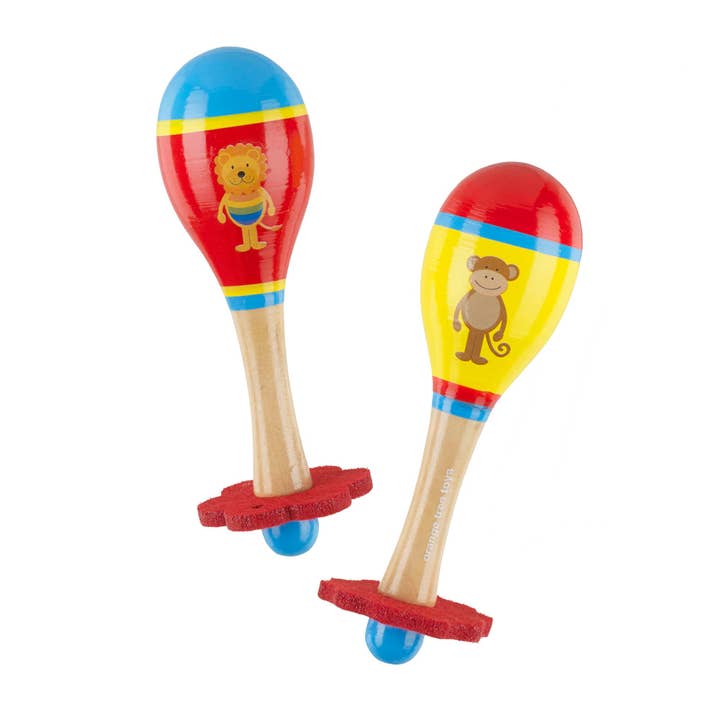 Orange Tree Toys - Wholesale Musical Toy - Kids & Baby - Lion & Monkey Wooden Maraca Set