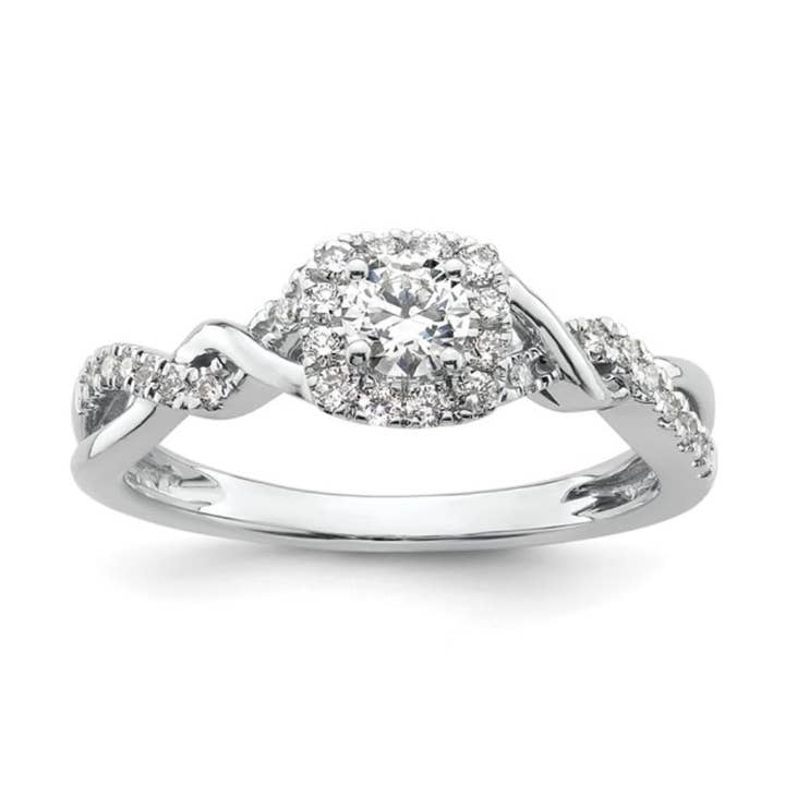 Anéis de Diamante Cultivado em Laboratório para Mulheres em Ouro Branco 14k 1/2 quilate Clareza VS/SI+ Cor G+ Anel de Noivado Redondo com Desvio Joia de Diamante Cultivado em Laboratório Presente para Ela por atacado de Fine Diamond