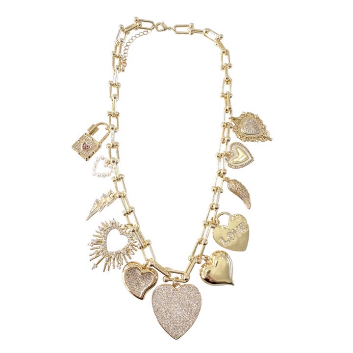 Gemelli - Wholesale Pendant/Charm Necklace - Fancy Heart Charm Necklace