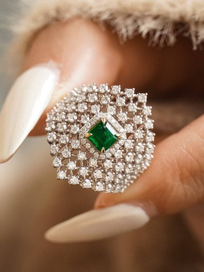 LanLivia – Anel de cocktail/declaração por atacado – Anel Largo de Rede Estrelada Brilhante e Volumosa7